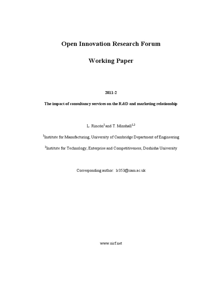 Consultancy's Role in R&D Marketing | PDF | Innovation | Consultant