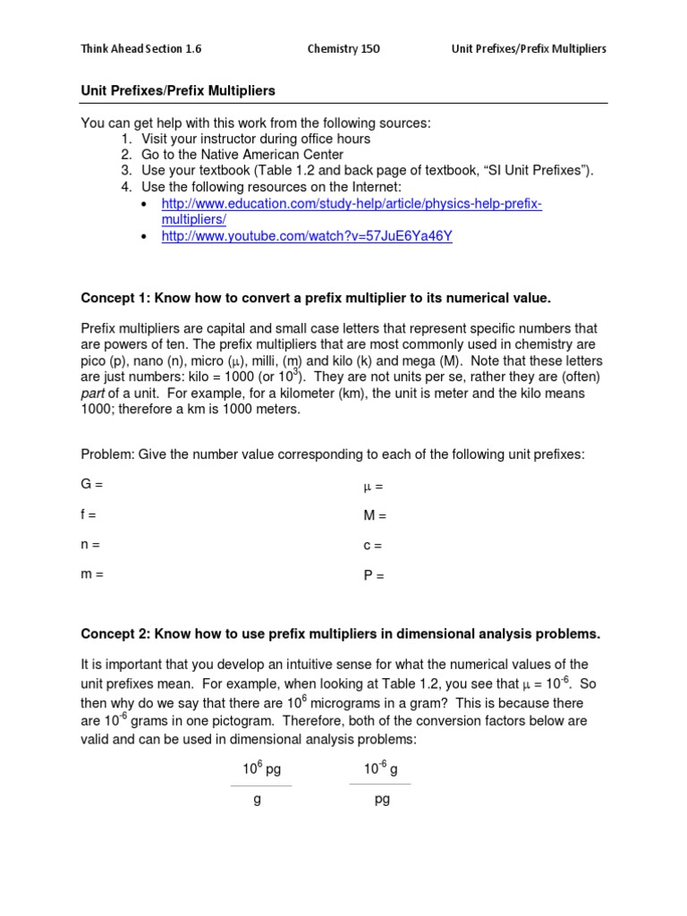 Understanding SI Prefix Multipliers | PDF | Multiplication | Mole (Unit)