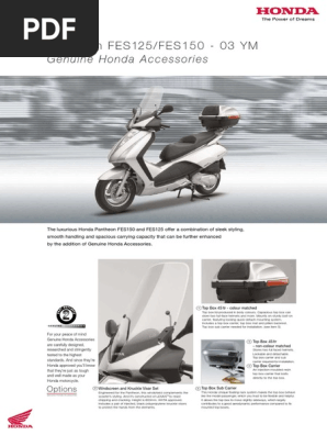 Honda Pantheon Fes 125 150 Accesories Pdf Honda United Kingdom