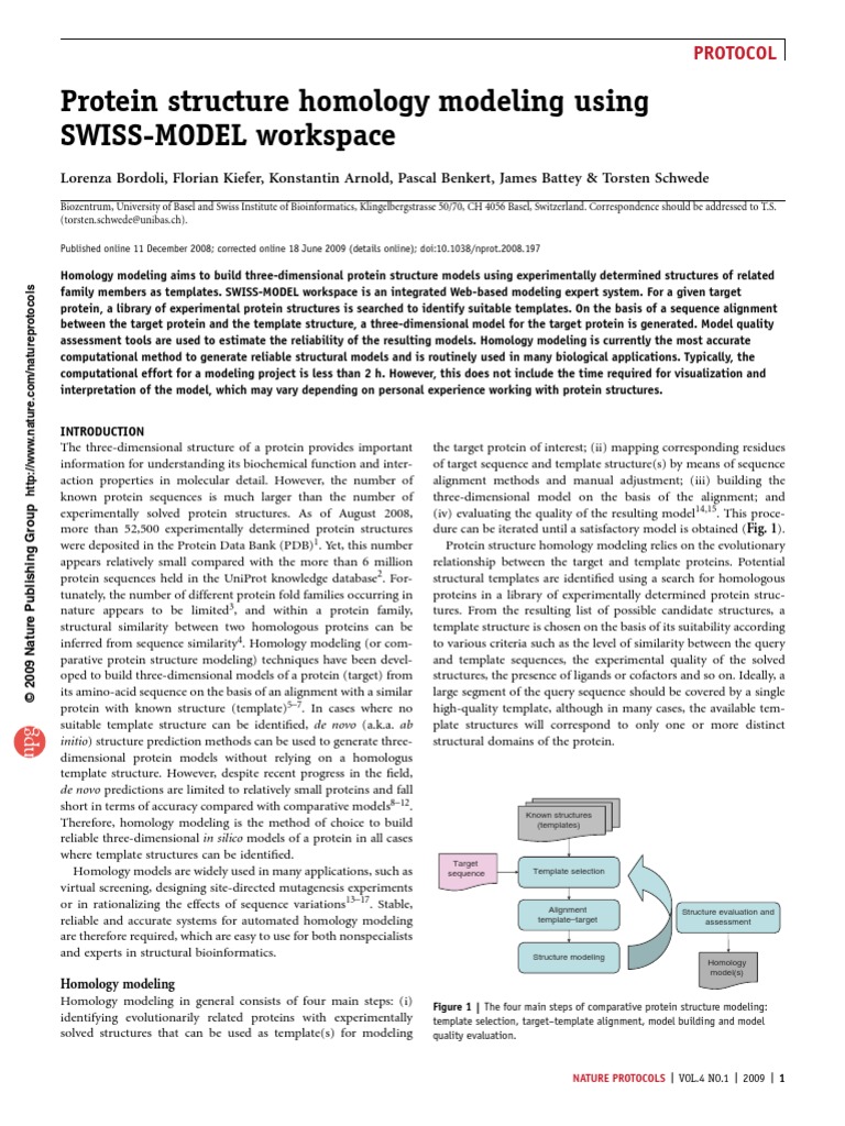 SWISS MODEL Homology Modeling Protocol PDF Sequence Alignment