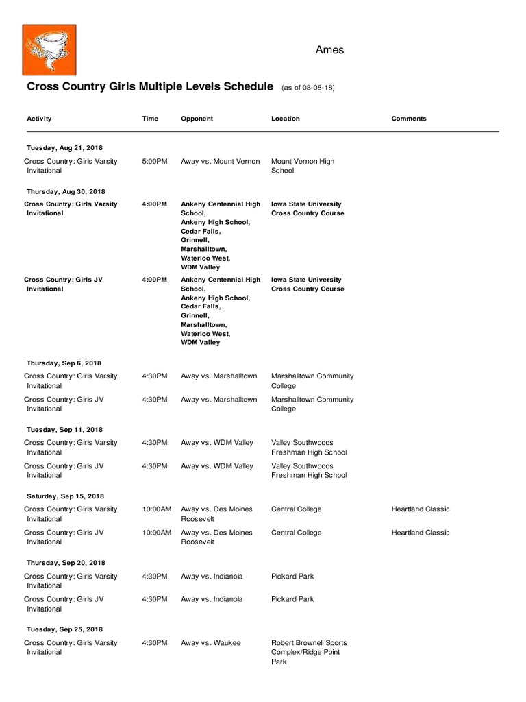 Xcschedule 2018 PDF Iowa Des Moines