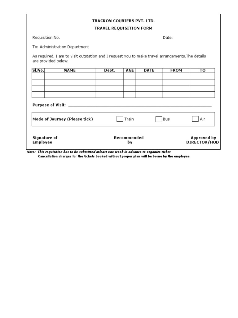 Travel Requisition Form | PDF