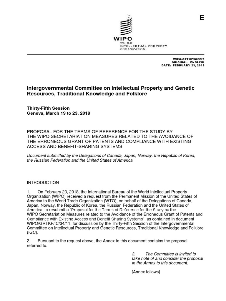Wipo GRTKF Ic 35 9 PDF Patent Application Prior Art