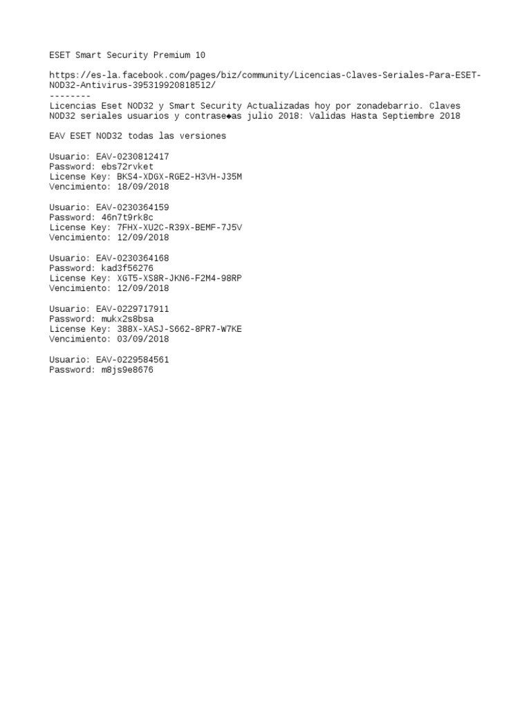 Eset Nod32 License Key Facebook