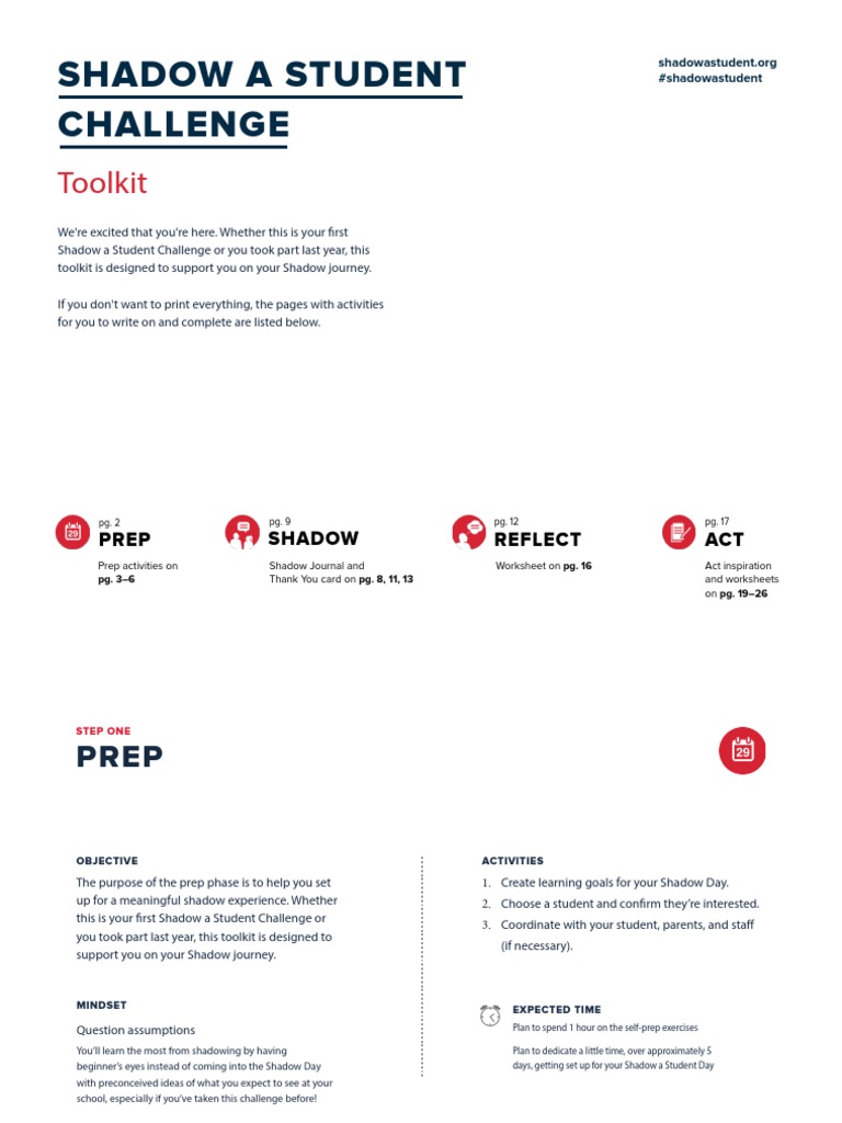 Shadow a Student Challenge Toolkit | PDF | Mentorship | Students