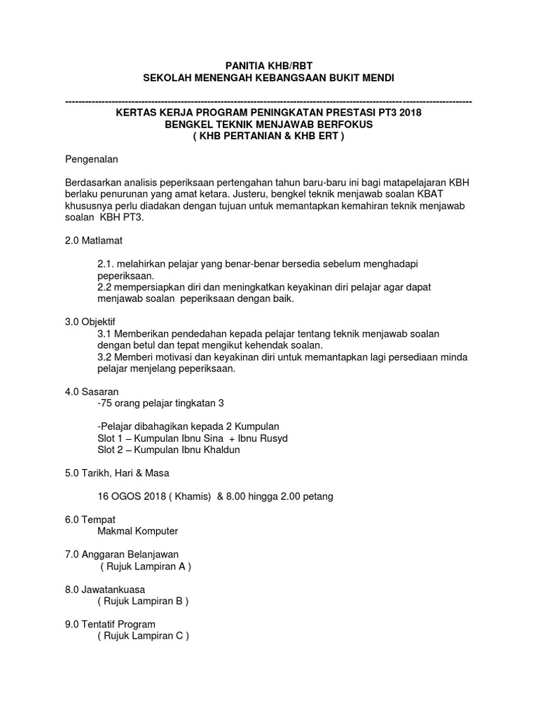 Panitia Khb Kertas Kerja Khb Pdf