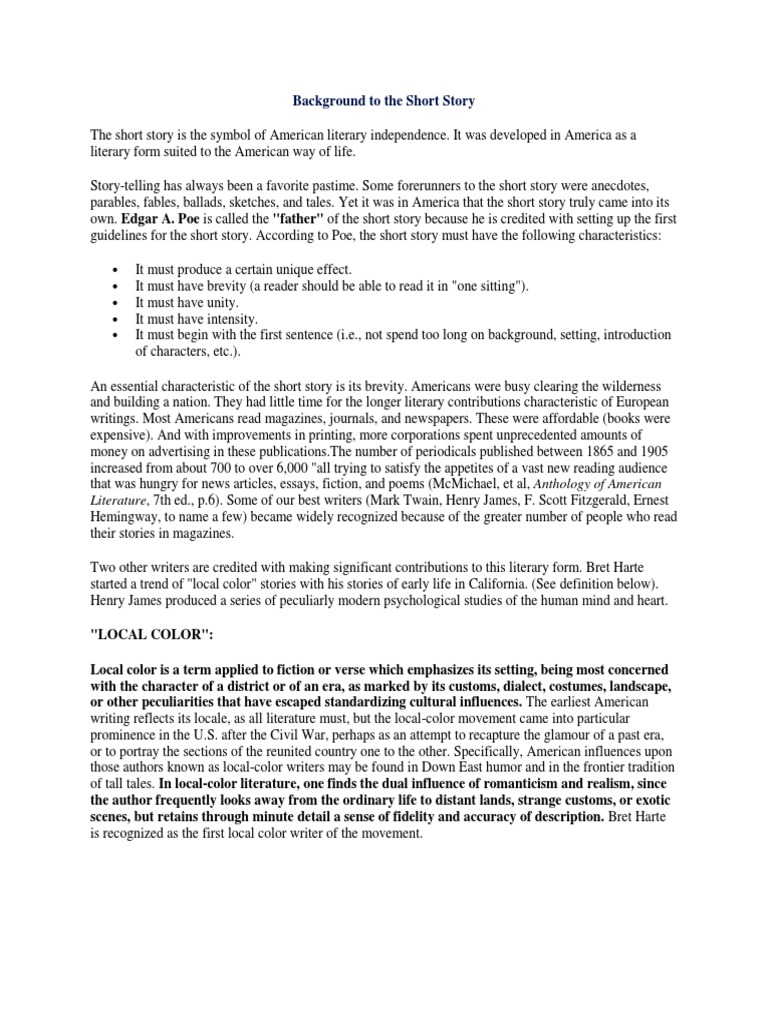 Background To The Short Story Short Stories Romanticism - 