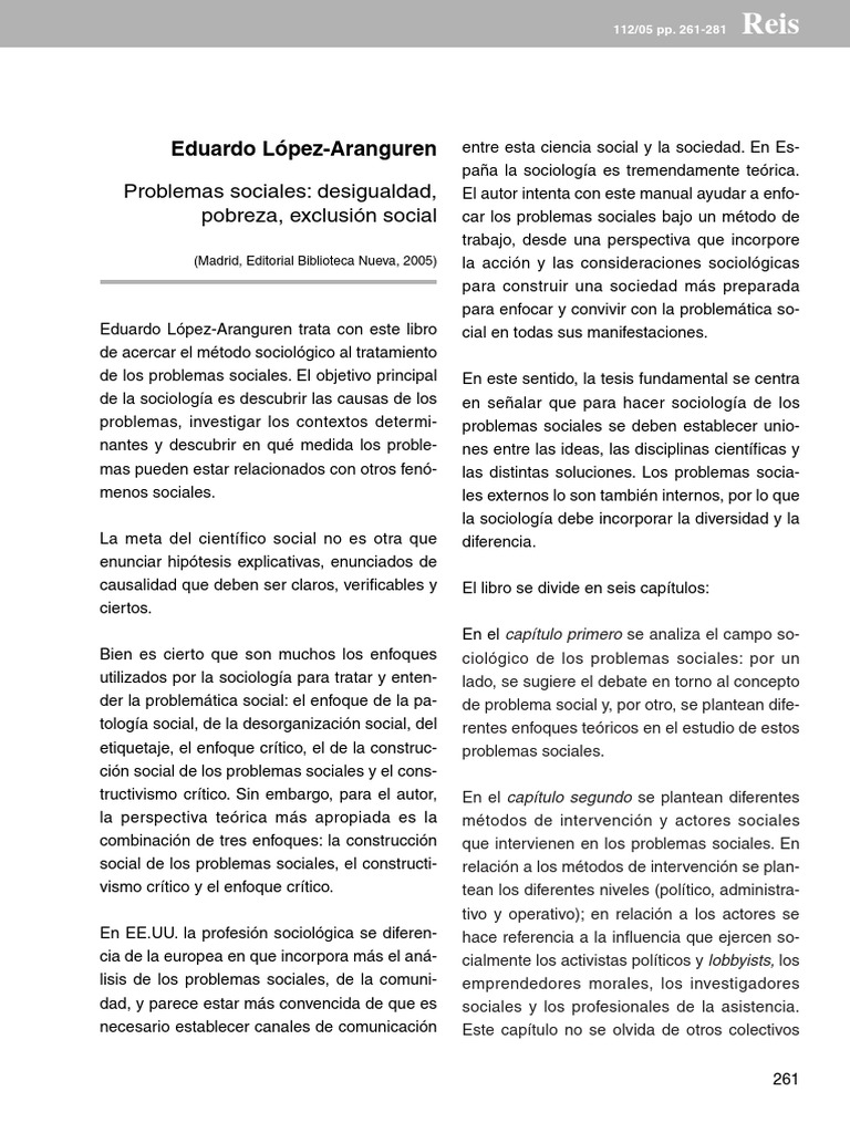 Causas de la Exclusión Social | PDF | Desigualdad social ...