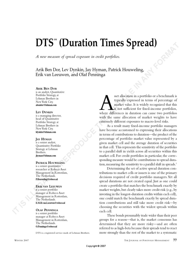 Duration Times Spread Download Free PDF Bond Duration Volatility