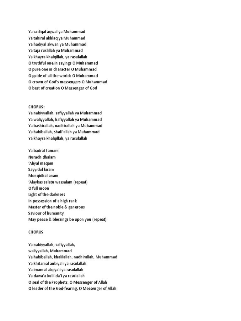 Lirik Lagu Ya Rasulullah Pdf