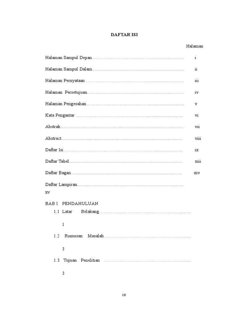 DAFTAR ISI Mini Riset | PDF