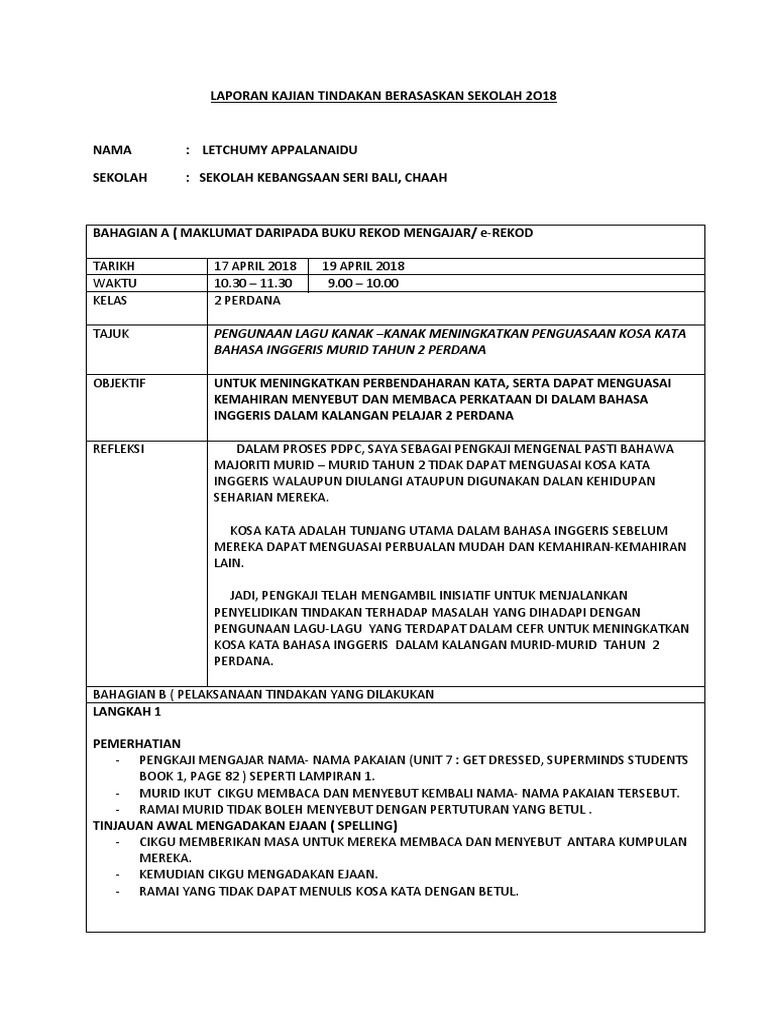 Contoh Laporan Kajian Tindakan Englshpolo