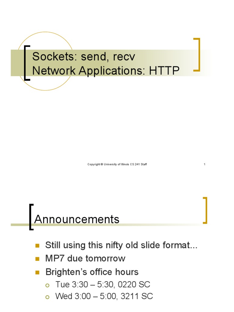 Sockets Send, Recv Network Applications HTTP PDF Hypertext