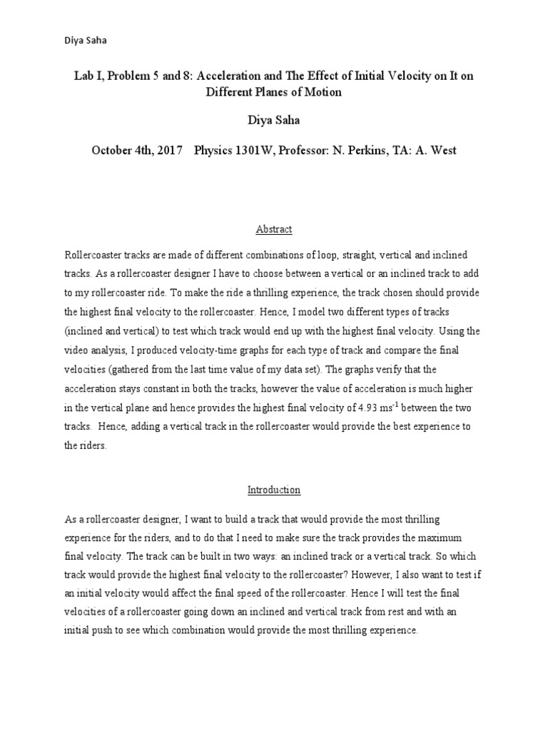 Lab Report 1 PDF Acceleration Velocity