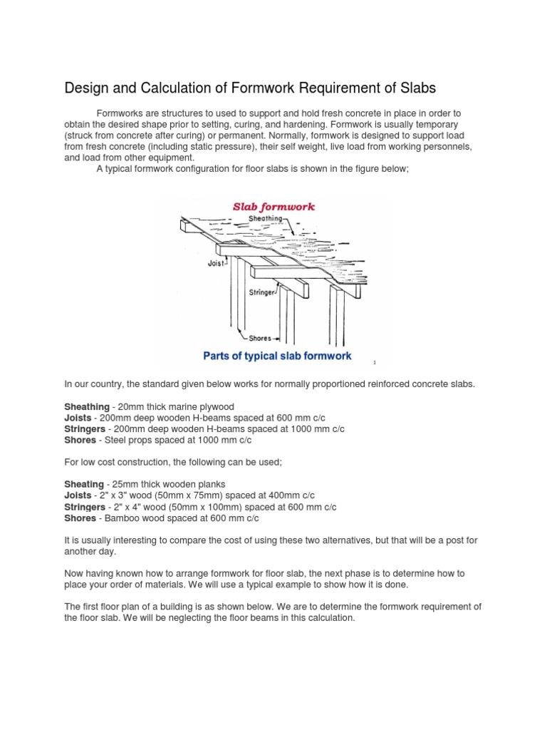 Design and Calculation of Formwork Requirement of Slabs | PDF ...