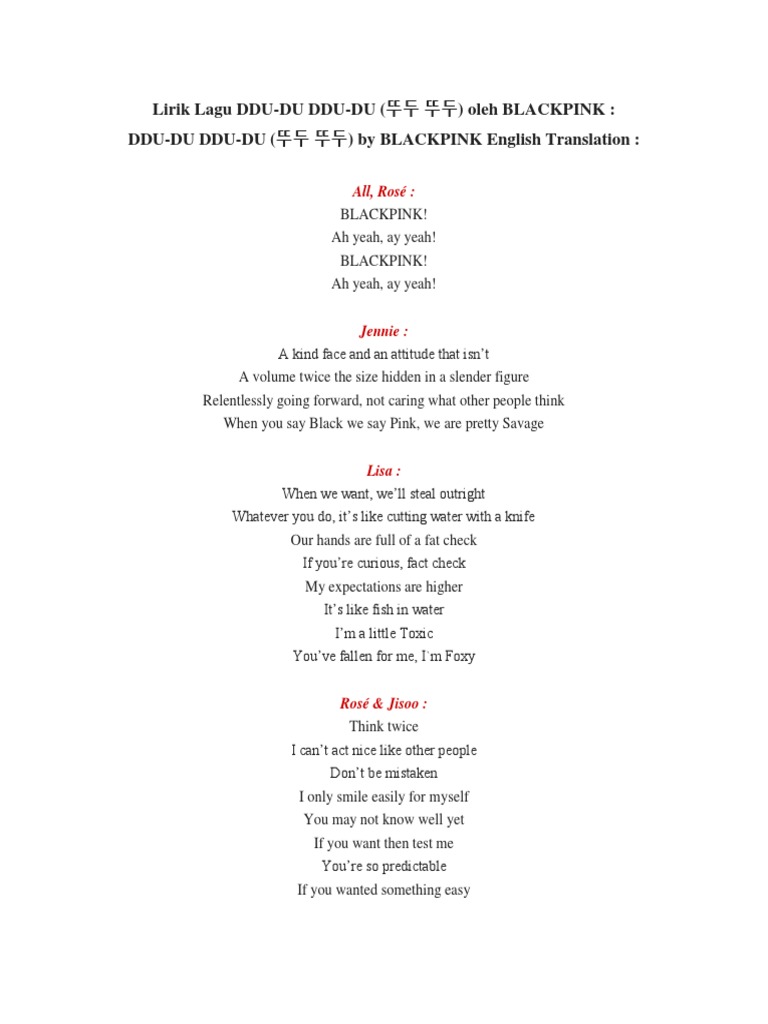 Ddu Du Ddu Du Lyrics English Alphabet