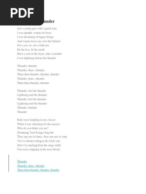 Lirik Lagu Thunder Pastikan anda sudah melihat video musiknya. scribd