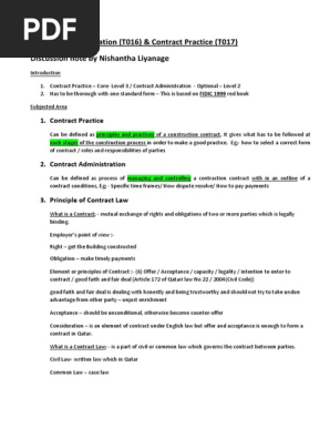 1-Contract Practice & Administration - Discussion Notes With 1999