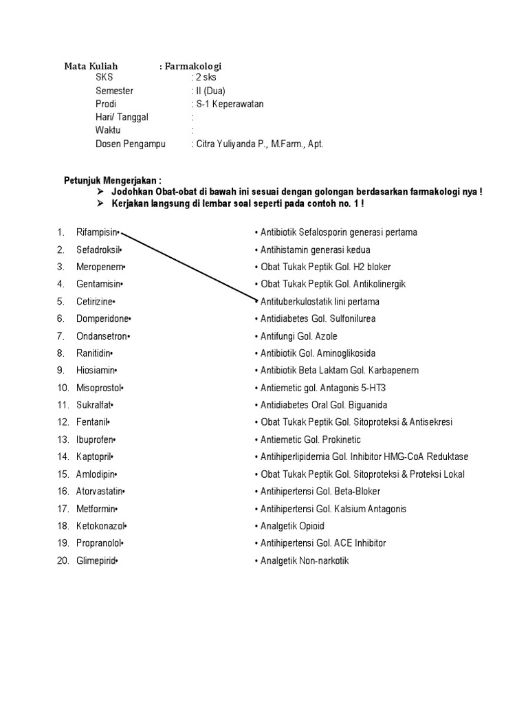 Soal Uas Farmakologi Keperawatan Genap 2017 2018