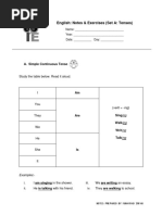 English: Notes & Exercises (Set A: Tenses) : A. Simple Continuous Tense