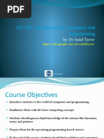 CSC 103 Introduction To Computers and Programming: By: Dr. Sadaf Tanvir