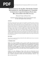 Performances of Ad Hoc Networks Under Deterministic and Probabilistic Channel Conditions: Cases For Single Path and Multipath Routing Protocols