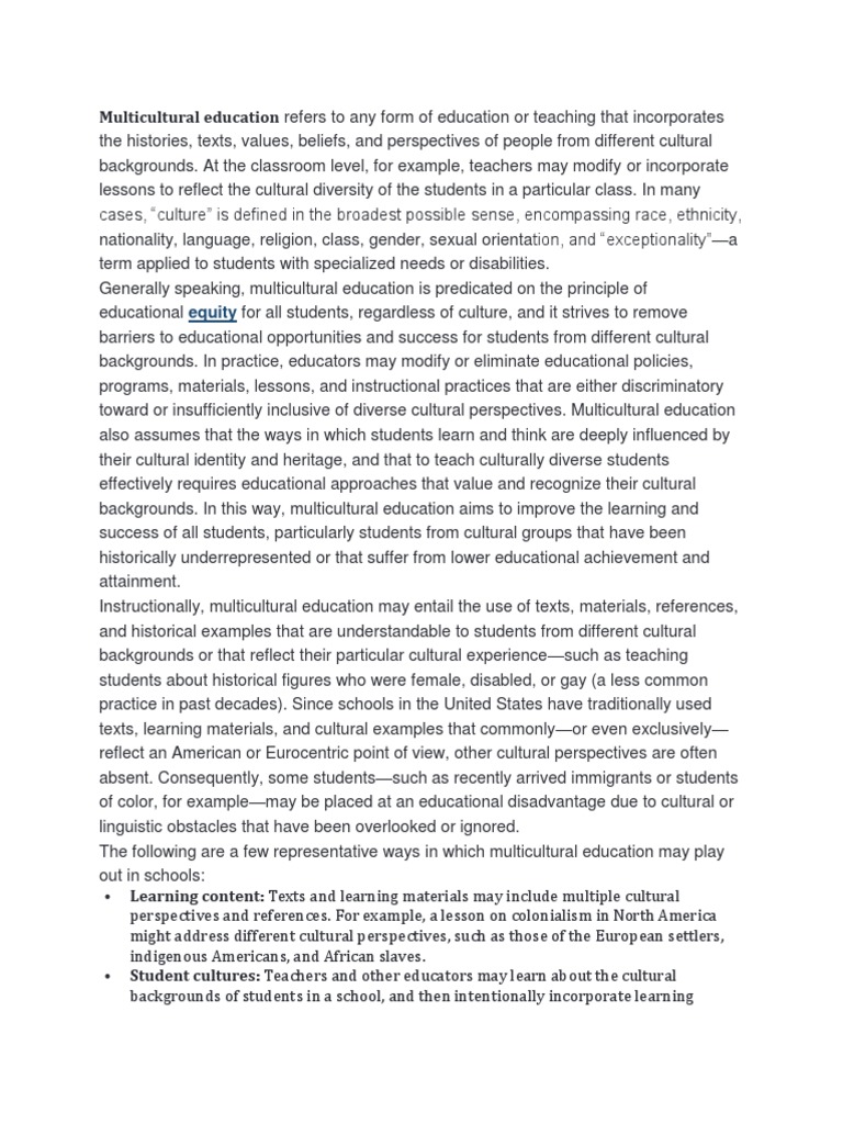 Understanding Multicultural Education | PDF | Multiculturalism | Teachers
