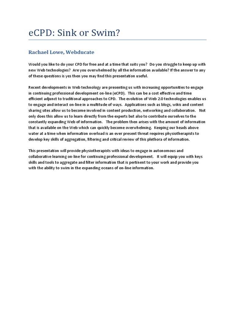 eCPD for Physiotherapists: Navigate Online Learning | PDF
