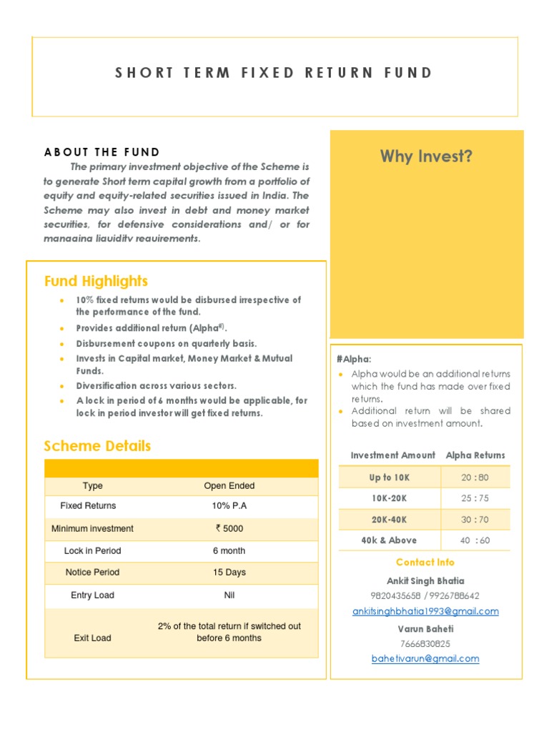 Short Term Fixed Return Fund: Why Invest? | PDF | Securities (Finance ...