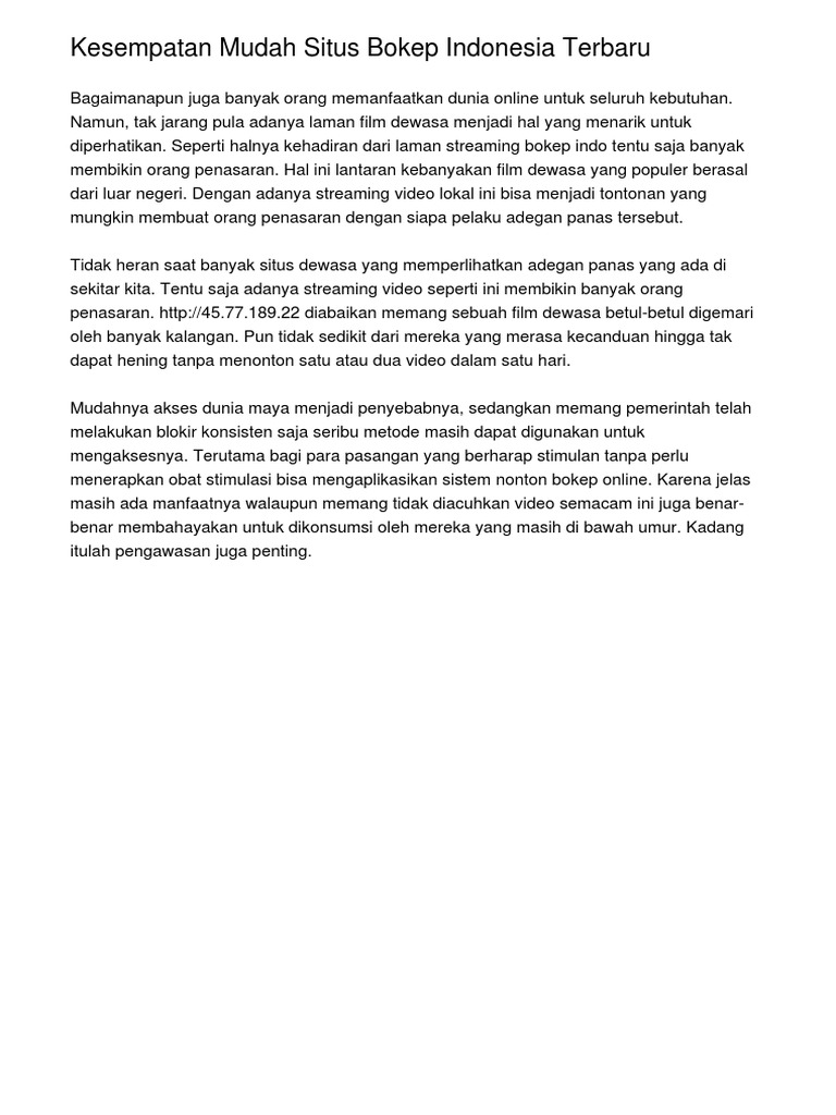 Kesempatan Mudah Situs Bokep Indonesia Terbaru PDF