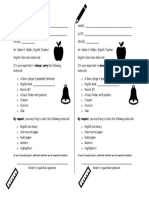 By Request, You May Bring To Class The Following Materials: by Request, You May Bring To Class The Following Materials