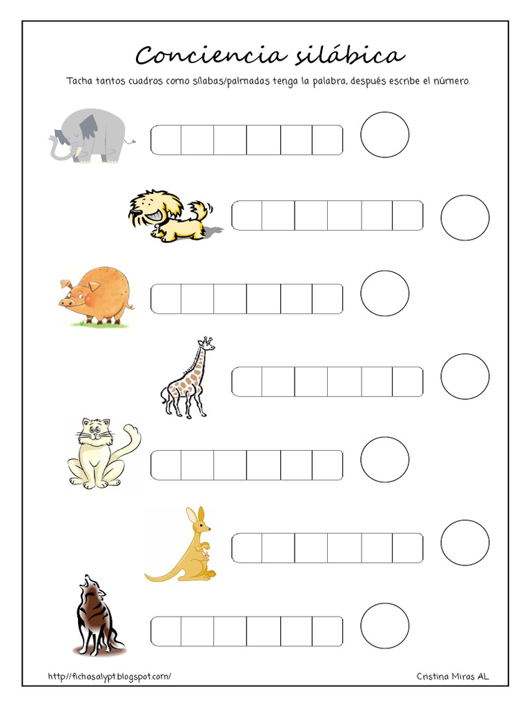 Conciencia Silabica 03 Animales | PDF | Artes del Lenguaje y Comunicación