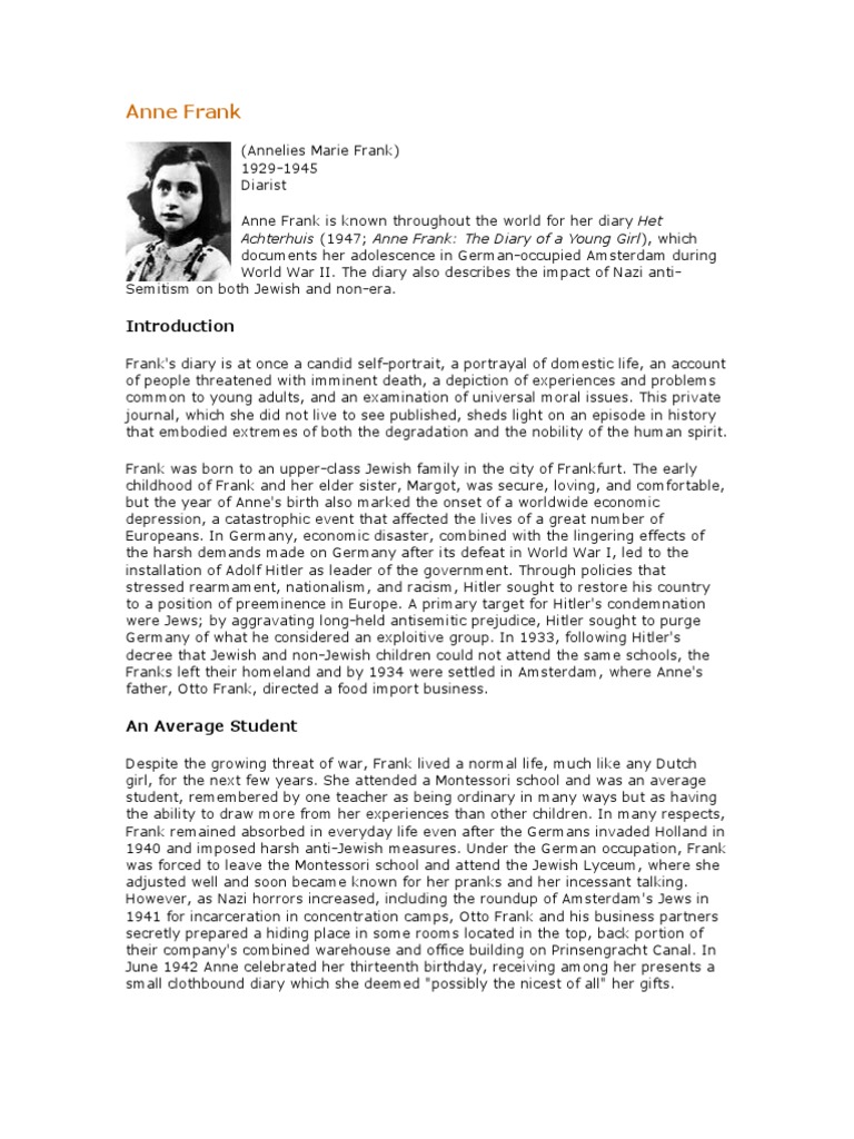Autobiografi Anne Frank Anne Frank Diary