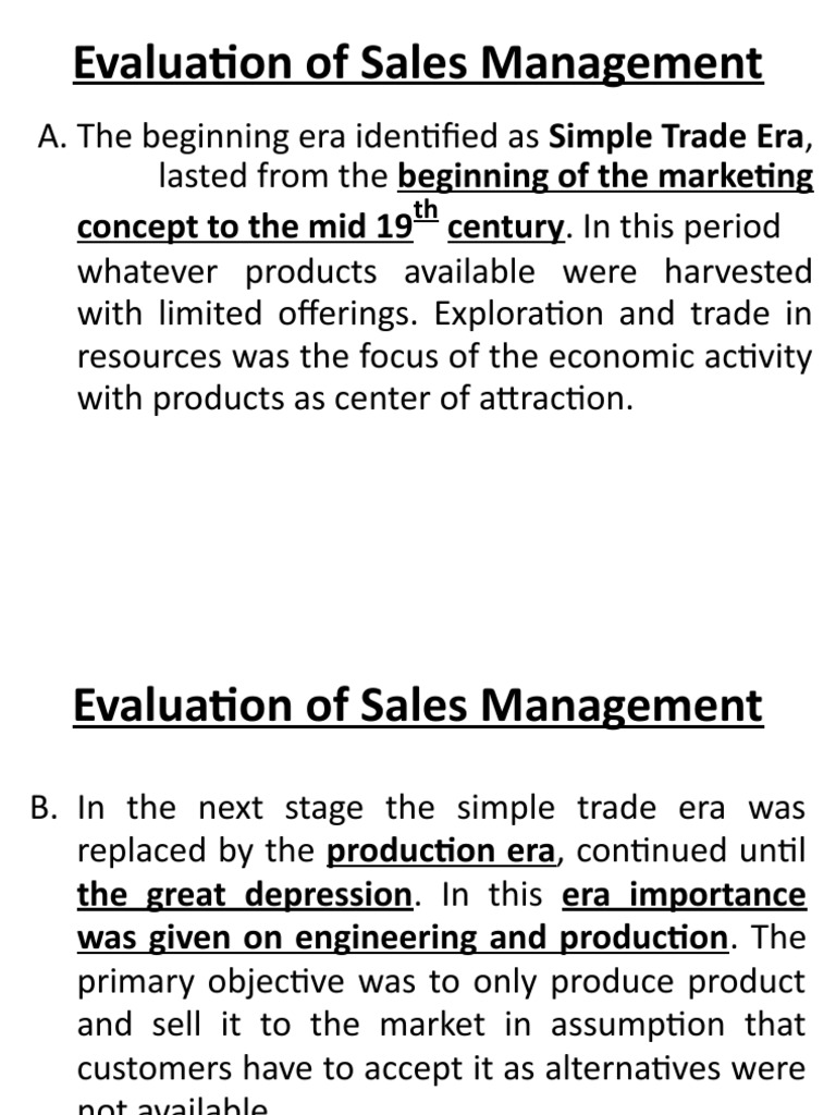 Evolution of Sales Management Eras | PDF | Sales | Marketing