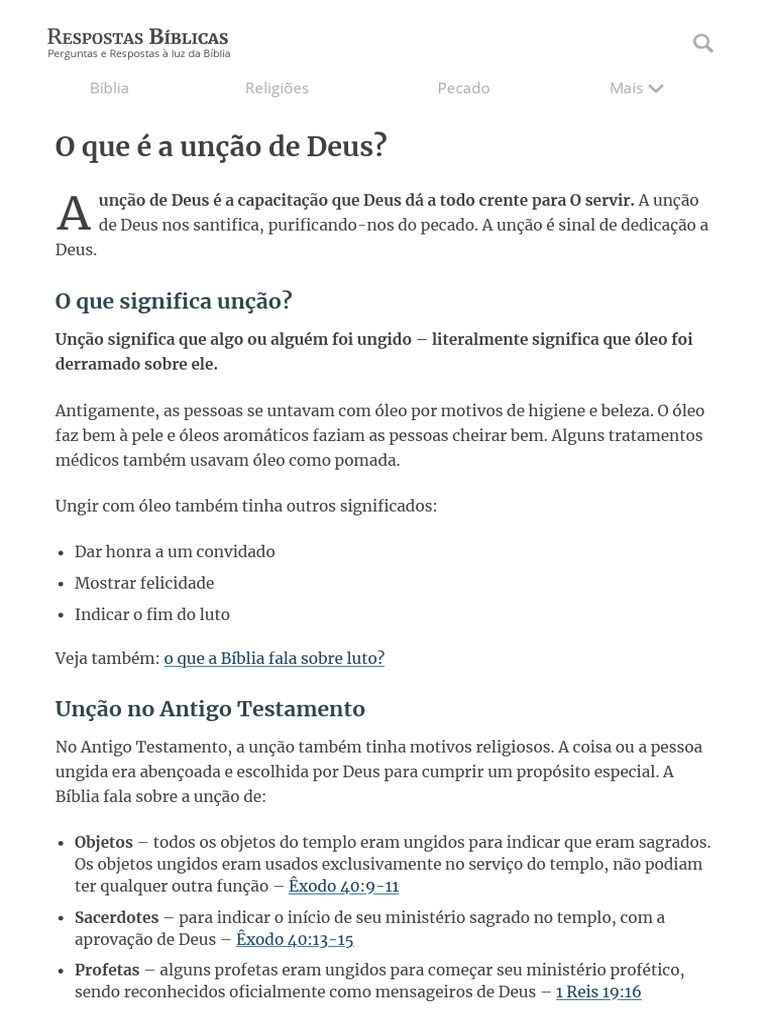 Significado da Unção de Deus na Bíblia | PDF | Bíblia | Profeta