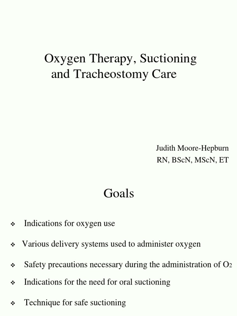 Oxygen Therapy and Tracheostomy Care Guide | PDF | Hypoxia (Medical ...
