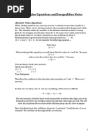 Absolute Value Equations and Inequalities