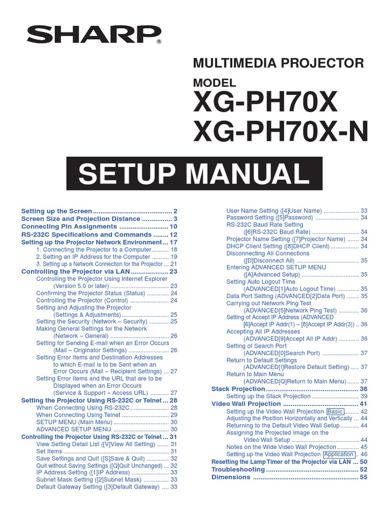 Sharp XG-PH70X PDF | PDF | Lens (Optics) | Computer Network