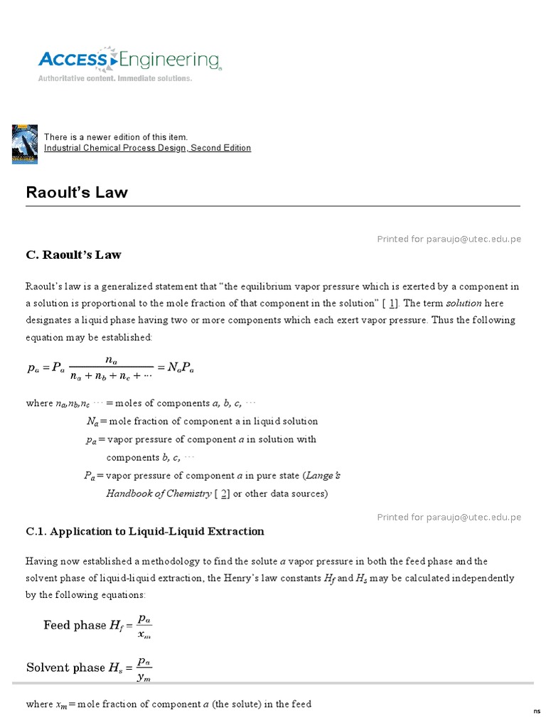 C. Raoult's Law | PDF | Solution | Physical Sciences