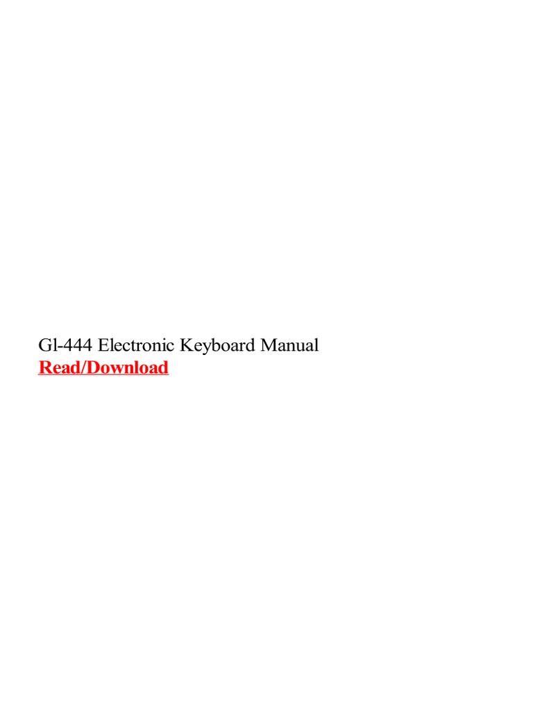 GL 444 Electronic Keyboard Manual PDF Download Free PDF Piano