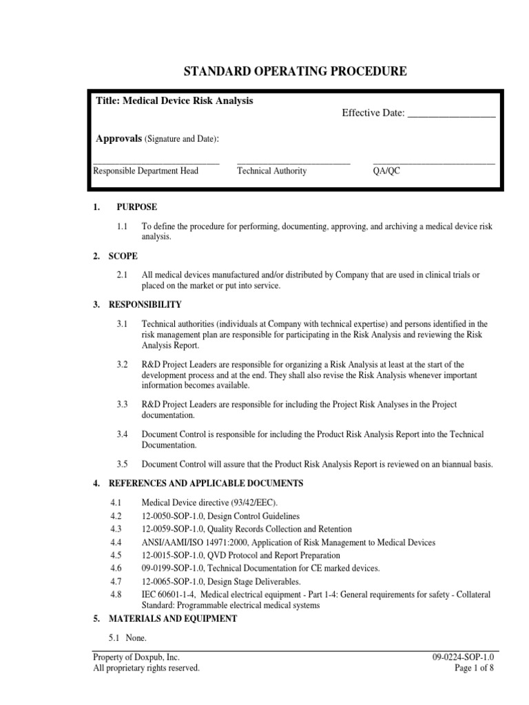 Medical device risk analysis report template picture