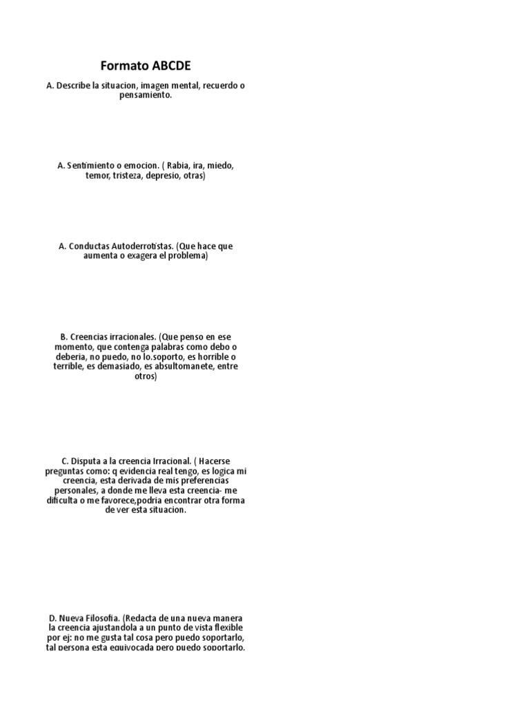 Modelo ABCDE de Ellis en Psicología | PDF