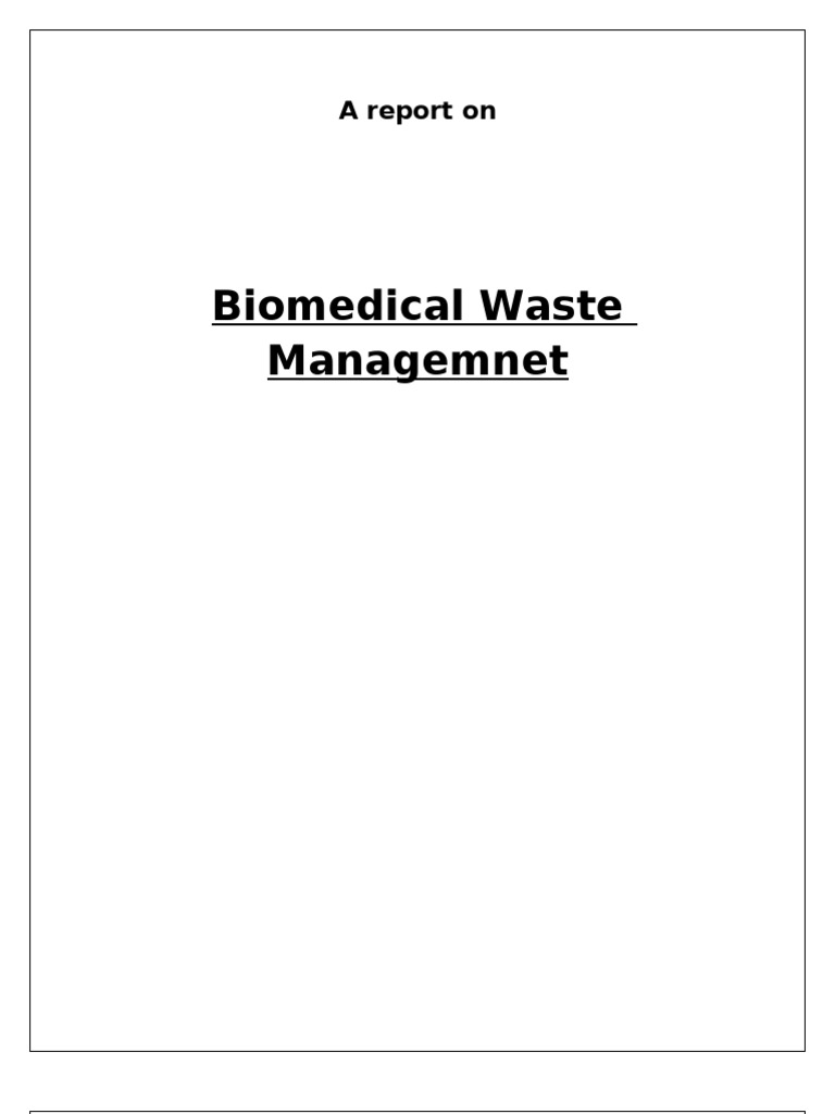 BioMedical Waste Management PDF Waste Management Waste