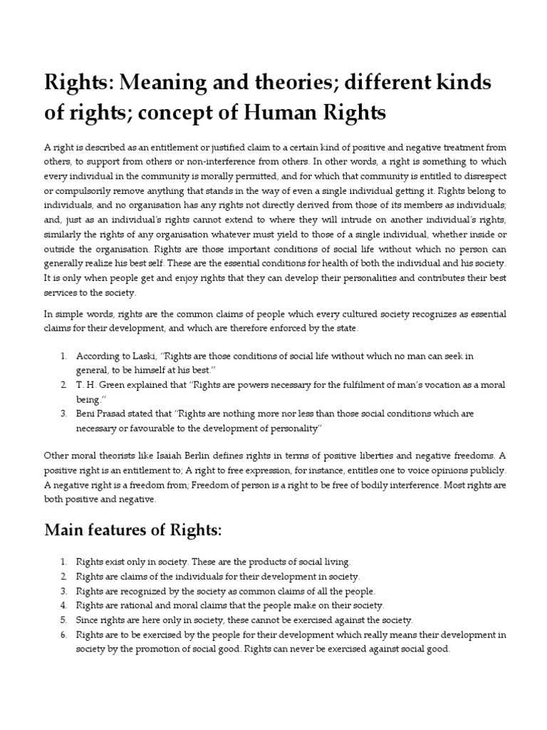 Types of Rights | PDF | Natural And Legal Rights | Human Rights