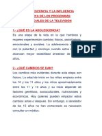 La Adolescencia y La Influencia Negativa de Los Programas Comerciales de La Televisión