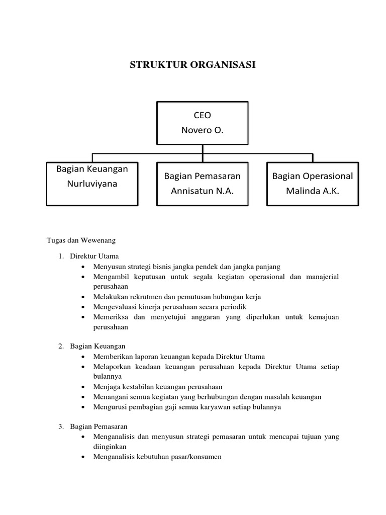 Struktur Organisasi Bisnis Plan Pdf