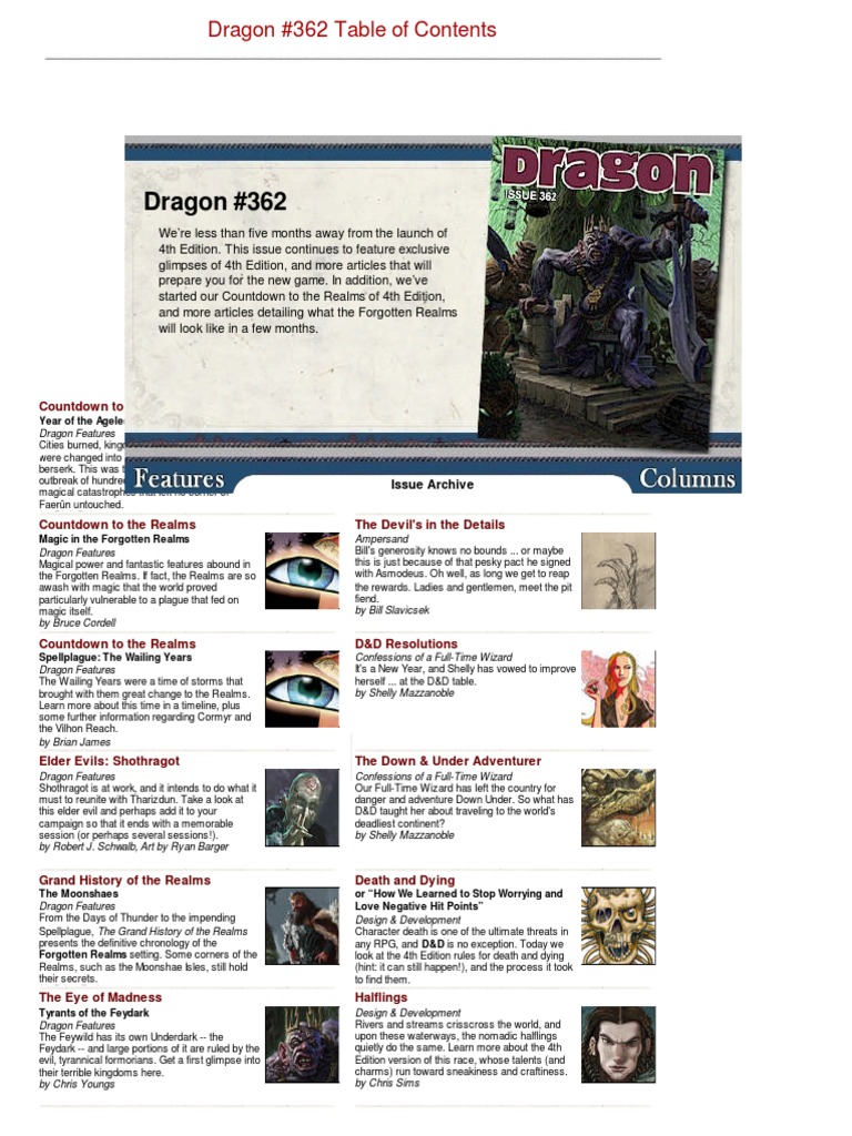 Dragon Magazine - 362 PDF | PDF | Dungeons & Dragons | Tsr