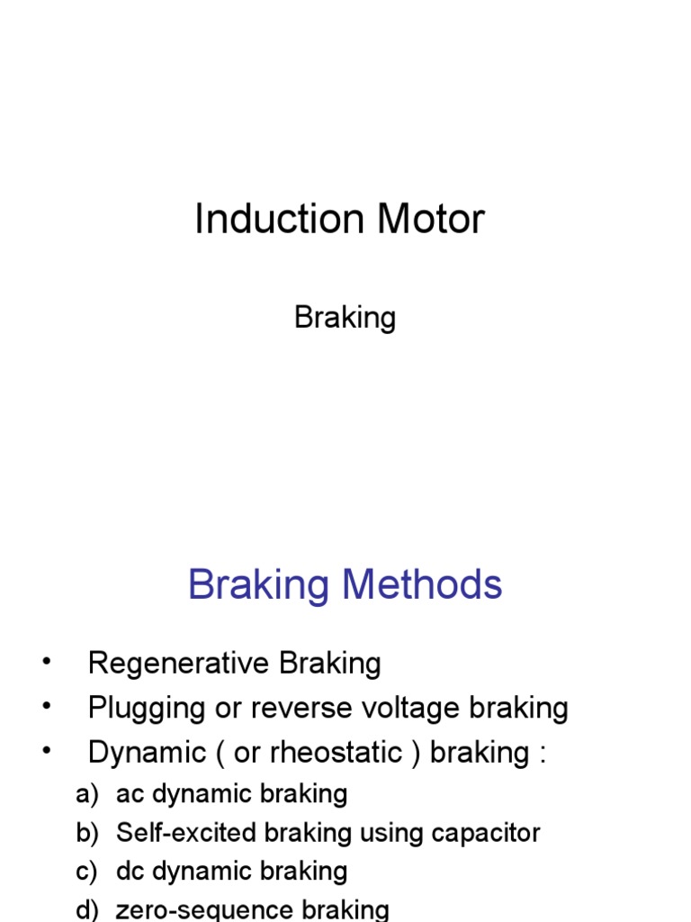 Induction Motor Braking and Speed Control Methods PDF Electrical