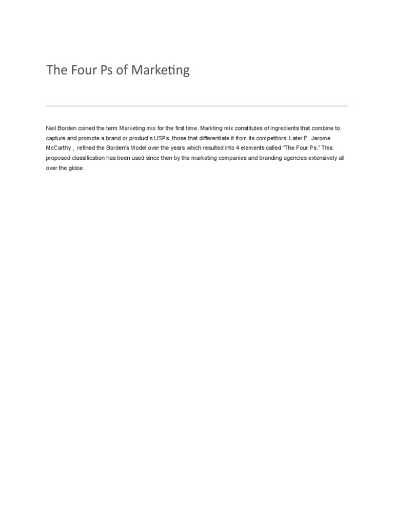 The Four Ps of Marketing | PDF