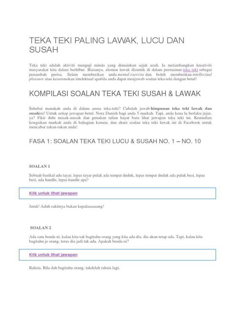 Teka Teki Paling Lawak Pdf